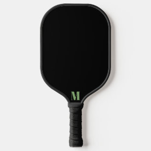 Palas De Pickleball Monograma moderno verde y negro sabio