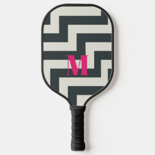 Palas De Pickleball Monograma Monotone Negrita Banda de zigzag geométr