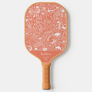 Palas De Pickleball Monograma naranja Añadir su nombre Patrón oceánico