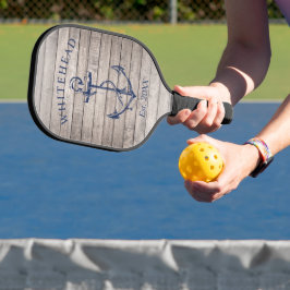 Palas De Pickleball Monograma Nautical Anchor Beige Wood