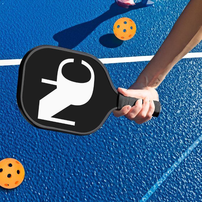 Palas De Pickleball Monograma Negrita Overlapping Iniciales Negro y Bl (Pickleball Bat with Modern Monogram of Linked Double Initials)