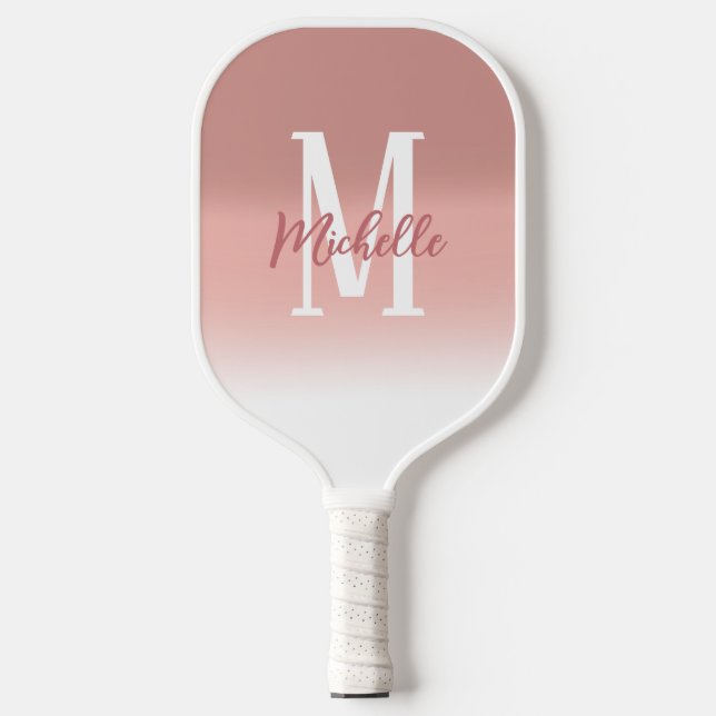 Palas De Pickleball Monograma negrita rosado moderno (Anverso)