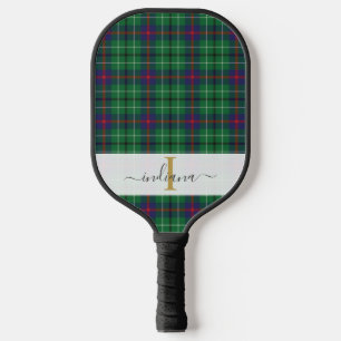 Palas De Pickleball Monograma Nombre de guión Clásico Plazo Verde Tart
