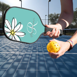 Palas De Pickleball Monograma Nombre Flor Daisy