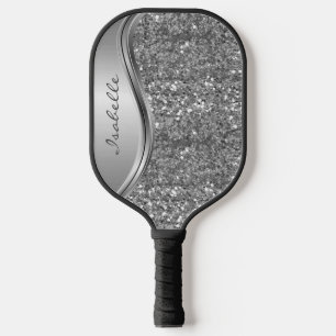 Palas De Pickleball Monograma Nombre Rosa Purpurina dorado