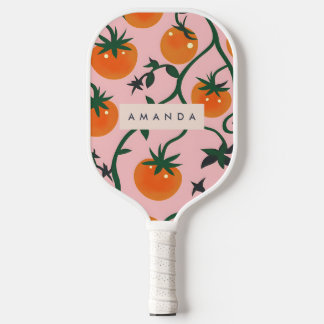 Palas De Pickleball Monograma Patrón de vino de tomate retro personali