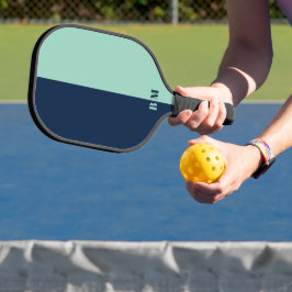 Palas De Pickleball Monograma personalizado azul moderno y azul verdos