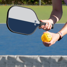 Palas De Pickleball Monograma Personalizado Azul y Gris Moderno