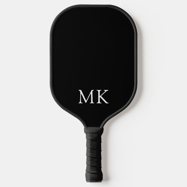 Palas De Pickleball Monograma personalizado: blanco negro moderno (Anverso)