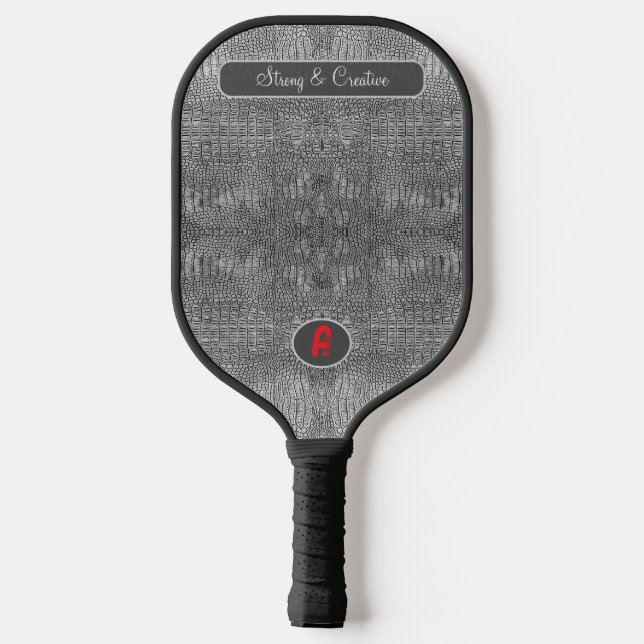 Palas De Pickleball Monograma Personalizado de escalas de cuero de lig (Reverso )