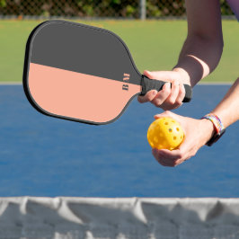 Palas De Pickleball Monograma personalizado de melocotón moderno y gri