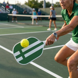 Palas De Pickleball Monograma personalizado de rayas verdes y blancas