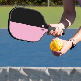 Palas De Pickleball Monograma Personalizado Moderno Rosa y Negro