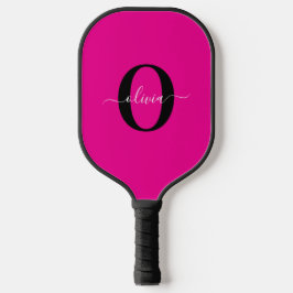Palas De Pickleball Monograma personalizado Nombre de guión Blanco neg