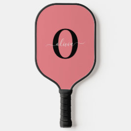 Palas De Pickleball Monograma personalizado Nombre del guión negro ros
