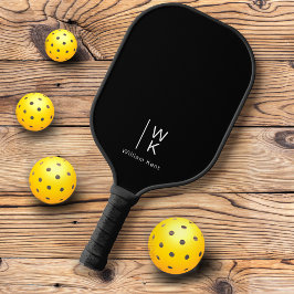 Palas De Pickleball Monograma profesional en blanco y negro Nombre ini