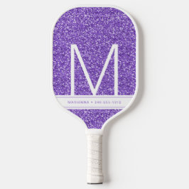 Palas De Pickleball Monograma Purpurina púrpura personalizado inicial