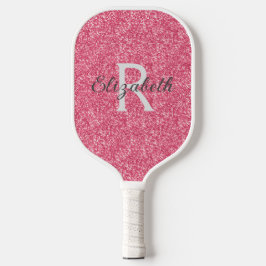 Palas De Pickleball Monograma Purpurina rosa Gray Sparkle Trendy Glam