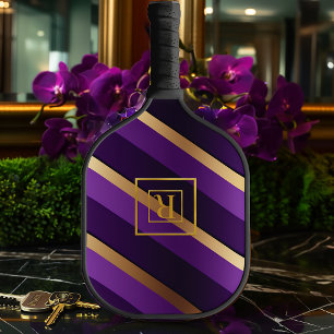 Palas De Pickleball Monograma real morado y oro de moda