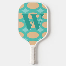 Palas De Pickleball Monograma retro Groovy Aqua y Peach