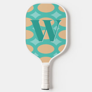 Palas De Pickleball Monograma retro Groovy Aqua y Peach