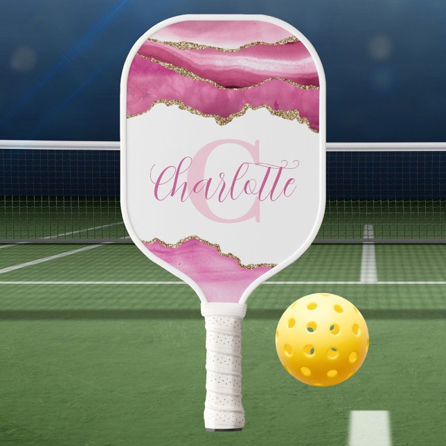 Palas De Pickleball Monograma rosa (Pink Monogram Pickleball Paddle
)