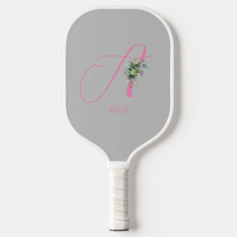 Palas De Pickleball Monograma rosa acuarela gris