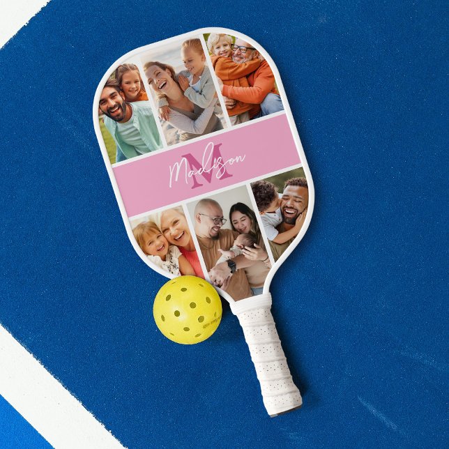 Palas De Pickleball Monograma rosa collage de fotos (Subido por el creador)