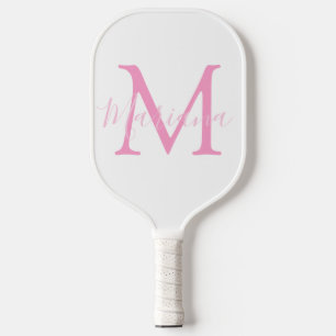 Palas De Pickleball Monograma Rosa Elegante y Nombre Personalizado Min