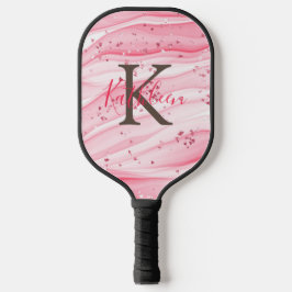 Palas De Pickleball Monograma rosa gris blanco brillo purpurina remoli