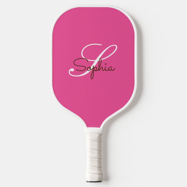 Palas De Pickleball Monograma rosa moderno Nombre personalizado (Anverso)