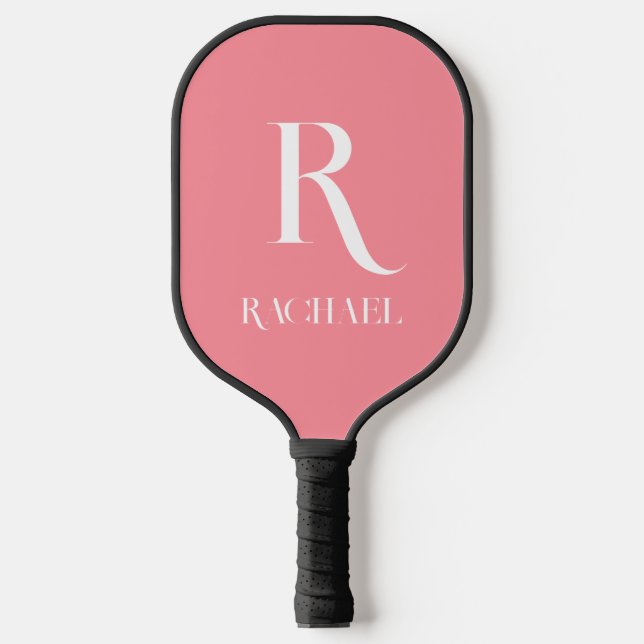 Palas De Pickleball Monograma rosa moderno y elegante (Anverso)