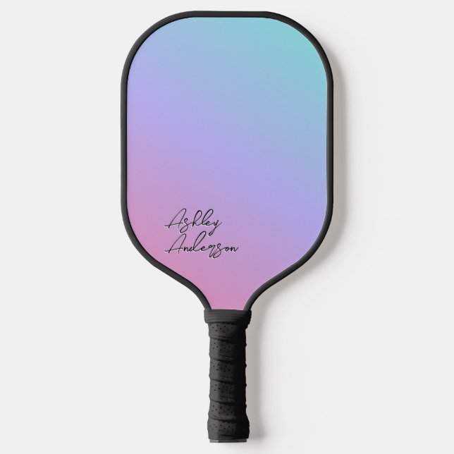 Palas De Pickleball Monograma rosa morado azul pastel de la chica (Anverso)
