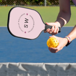 Palas De Pickleball Monograma rosa personalizado y elegante