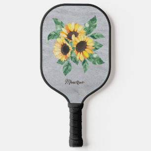 Palas De Pickleball Monograma Rústico Floral de girasol