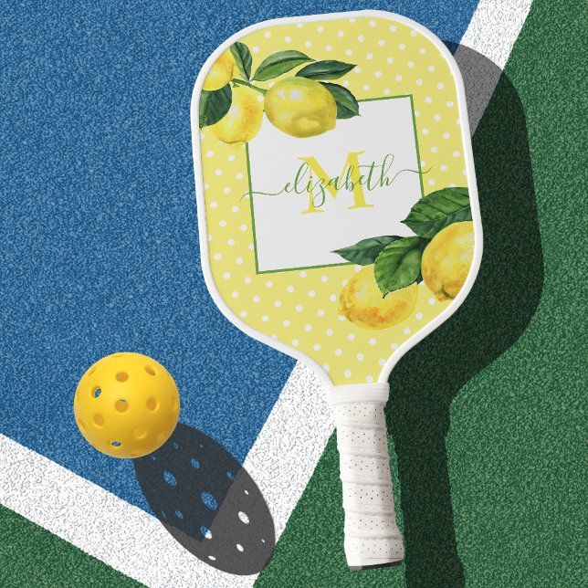 Palas De Pickleball Monograma rústico limón acuarela polo punto (Subido por el creador)