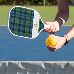 Palas De Pickleball Monograma Script Nombre Plaid Clan Campbell Tartán