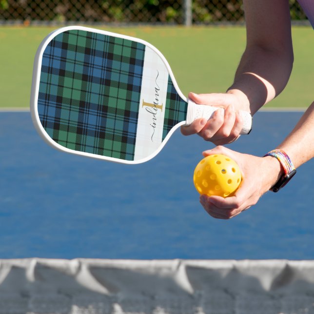 Palas De Pickleball Monograma Script Nombre Plaid Clan Campbell Tartán (in situ)