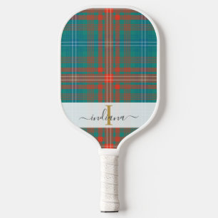 Palas De Pickleball Monograma Script Nombre Plaid Clan Wilson Tartán