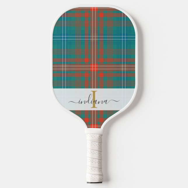 Palas De Pickleball Monograma Script Nombre Plaid Clan Wilson Tartán (Anverso)