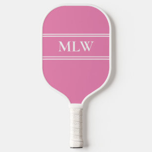 Palas De Pickleball Monograma sencillo rosa y blanco para remo de pell