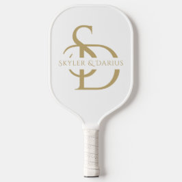 Palas De Pickleball Monograma simple Boda personalizado con nombre