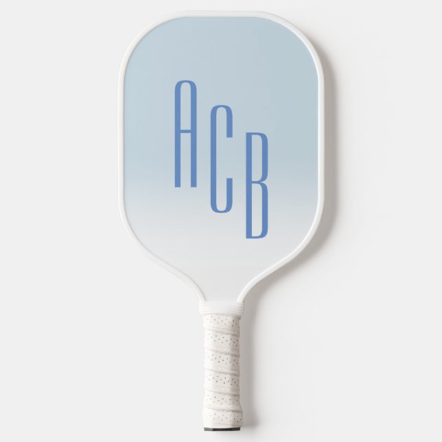 Palas De Pickleball Monograma simple de tres letras azul blanco Ombre (Anverso)