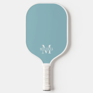 Palas De Pickleball Monograma simple elegante azul turquesa