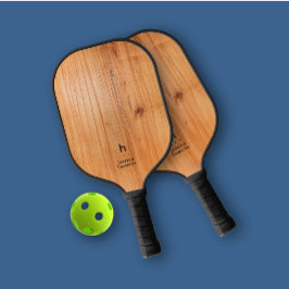 Palas De Pickleball Monograma simple elegante Golden Wood Personal