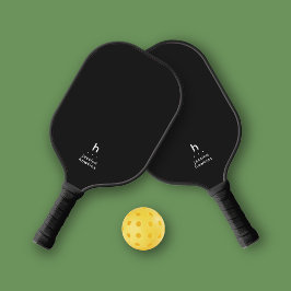 Palas De Pickleball Monograma simple elegante negro negro negro person