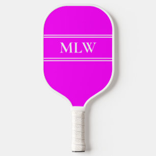 Palas De Pickleball Monograma simple magenta y blanco