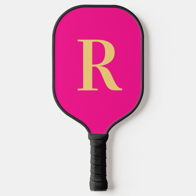 Palas De Pickleball Monograma simple moderno rosa caliente (Anverso)