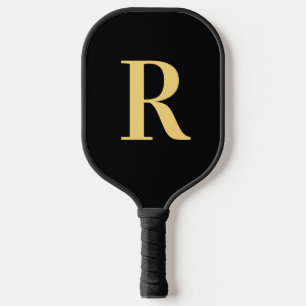 Palas De Pickleball Monograma simple oro negro moderno