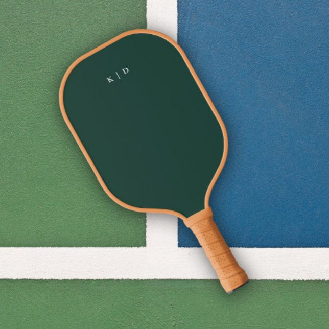 Palas De Pickleball Monograma simple Verde oscuro (Simple Monogram Dark Green Unisex Pickleball Paddle.)